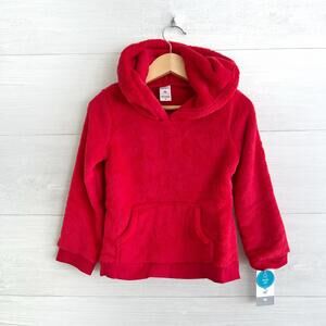 NWT Carter’s Red fuzzy fleece Hood Art Reindeer pullover, 3T
